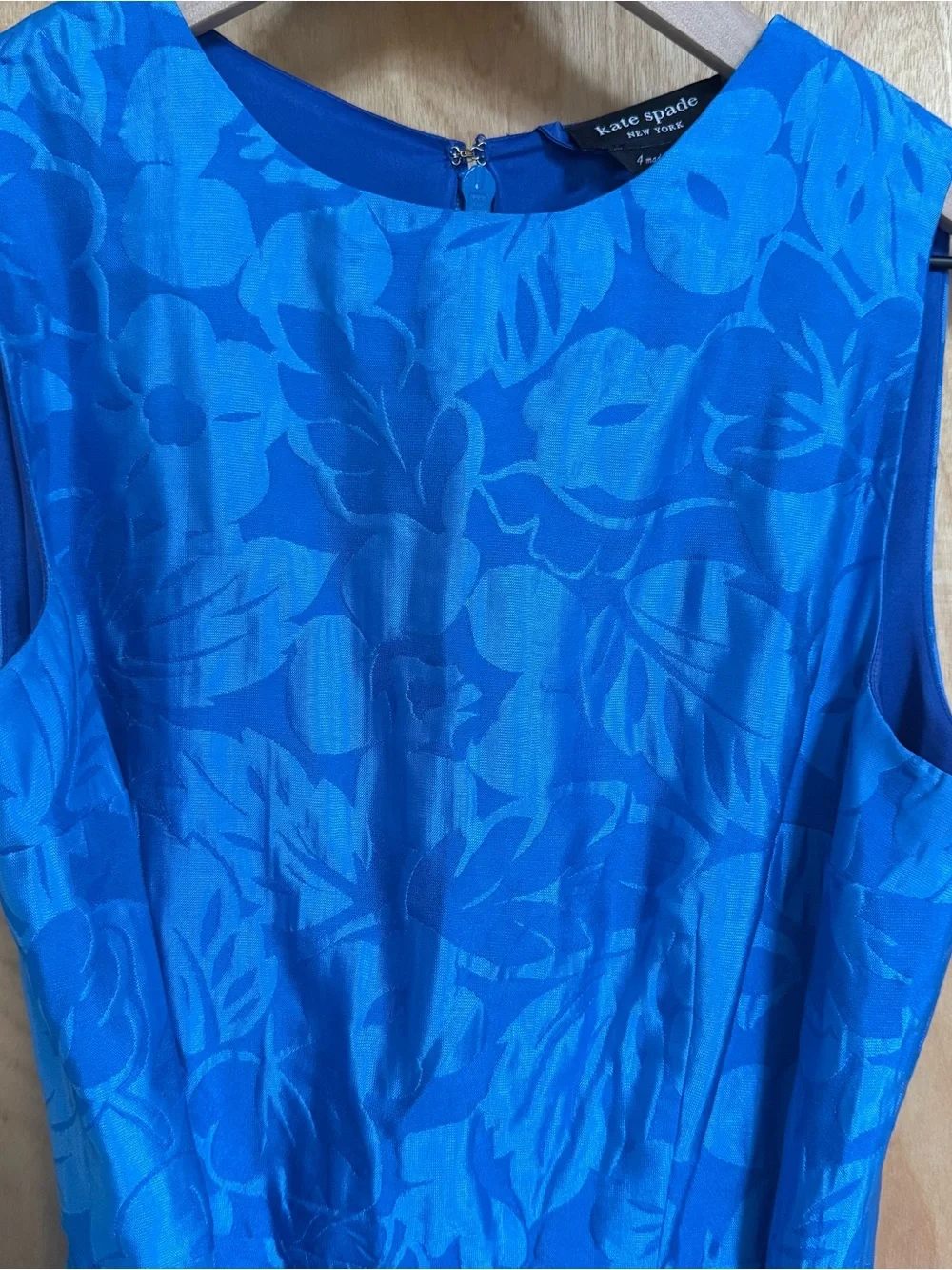 Small Kate Spade Alice Tropical Foliage Bright Blue Floral Brocade Dress - Picture 10 of 14